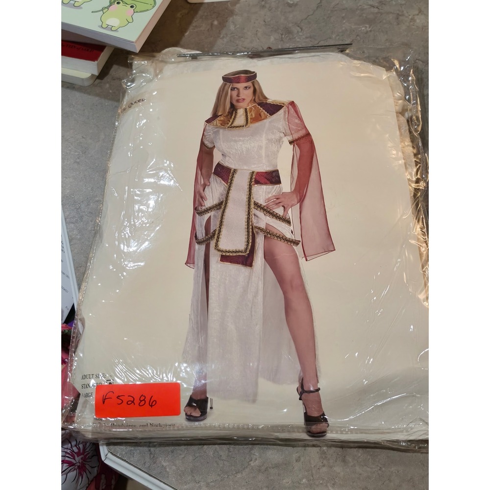 Funny Fashion USA Egyptian Queen Costume Set White Gold Burgundy Adult Large